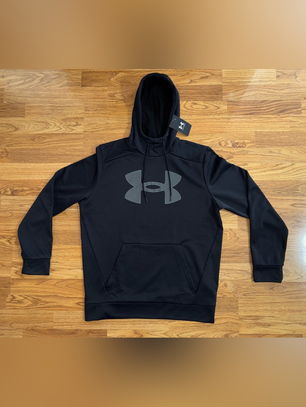 Under Armour Hoodie Loose Fit Men’s Size Medium Black Gray Large Logo Pocket NWT
